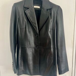 Valerie Stevens - Black Leather Blazer/Jacket (S)